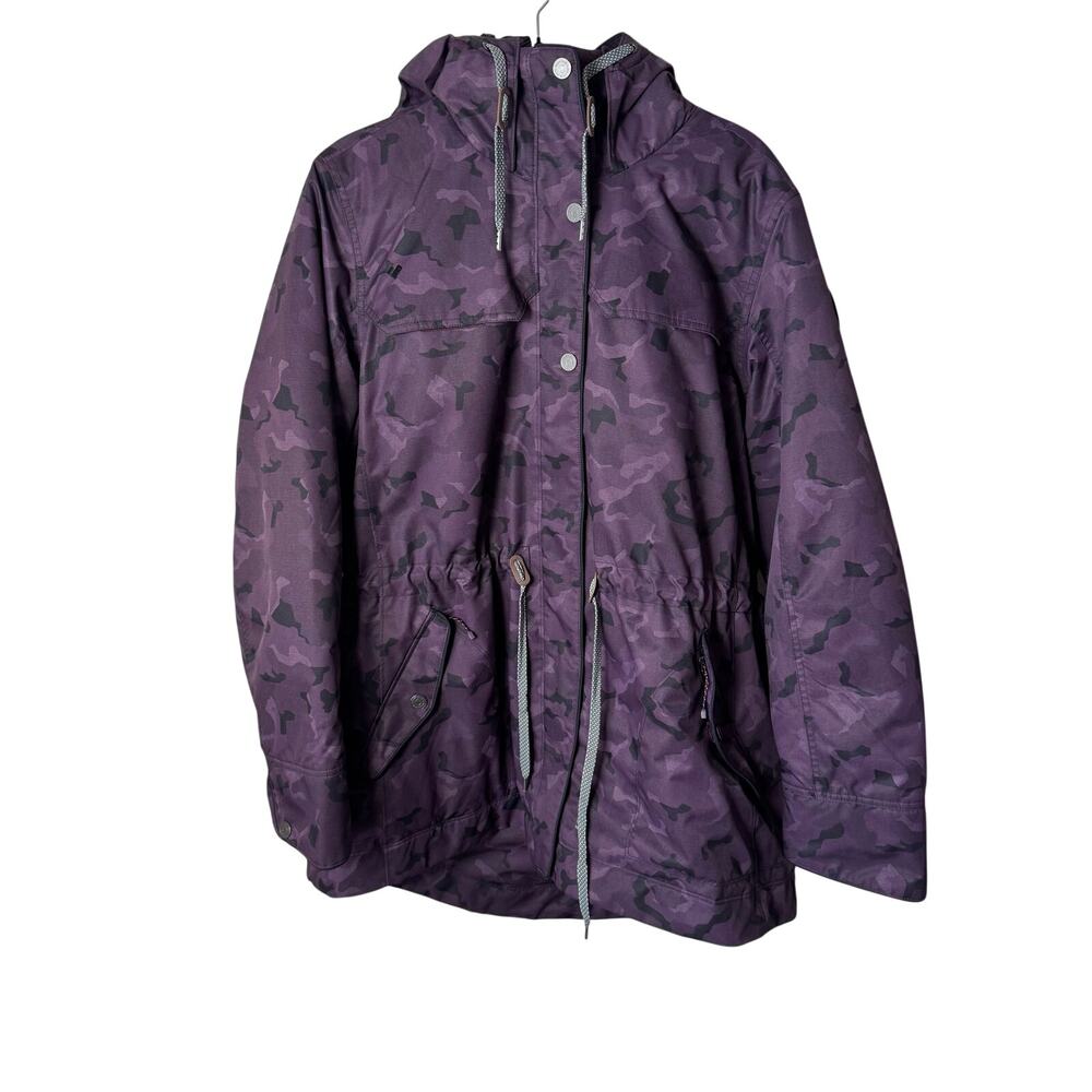 Obermeyer Celestia Ski Jacket Women’s Plus Size 18 Purple Camo Fleece Hood - Picture 3 of 13